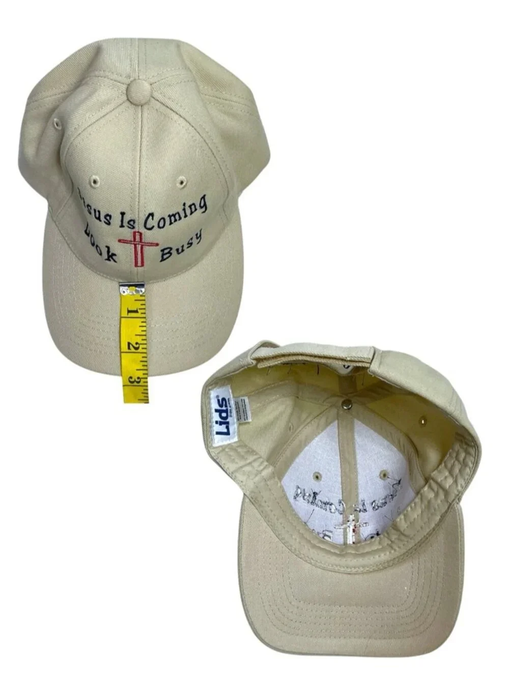 Lids Baseball Cap Jesus is Coming Blue Embroidery Khaki Tan Unisex Adult OS